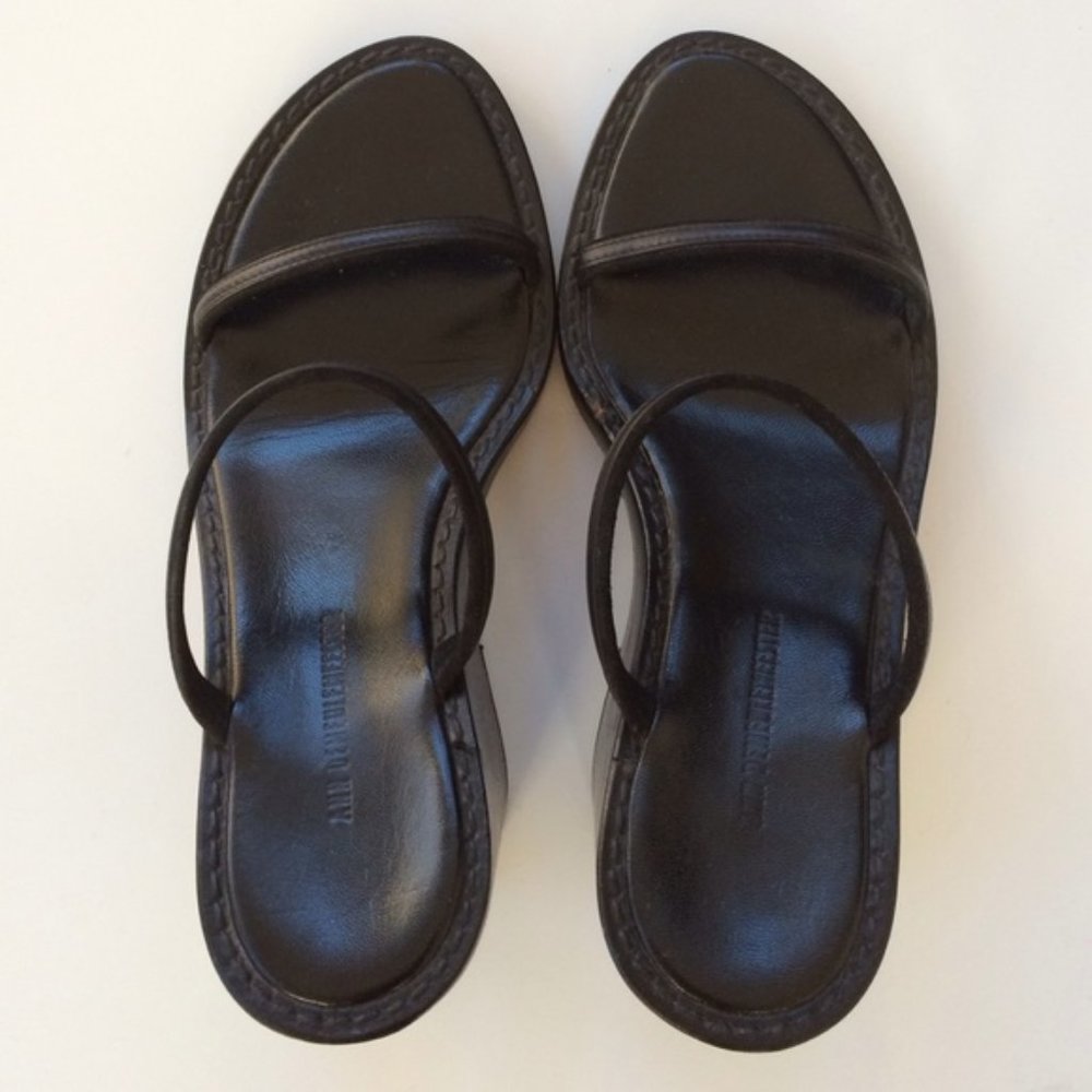 Ann Demeulemeester minimalist double strap platform wedge slide slip on mule